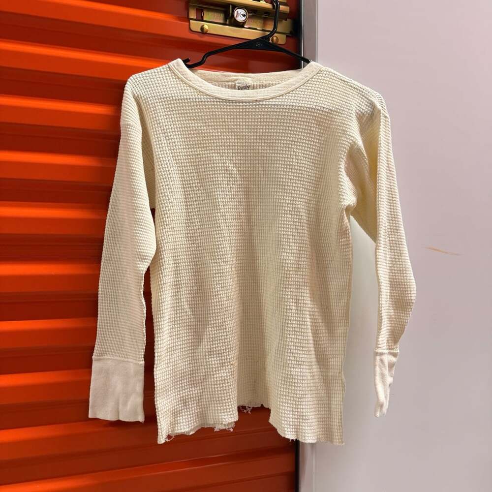Vintage Derby All Cotton Waffle Knit Thermal Long Sleeve Shirt